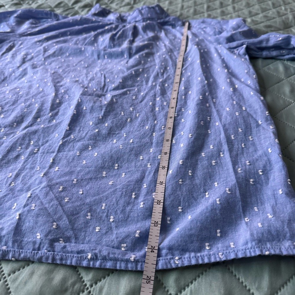 LOFT Blue Swiss Dot 100% Cotton Blouse – Size M - Picture 13 of 15